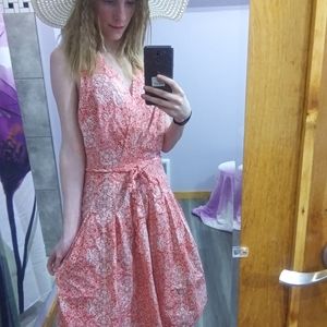 Gorgeous Double Layered Red Patterned Dress!